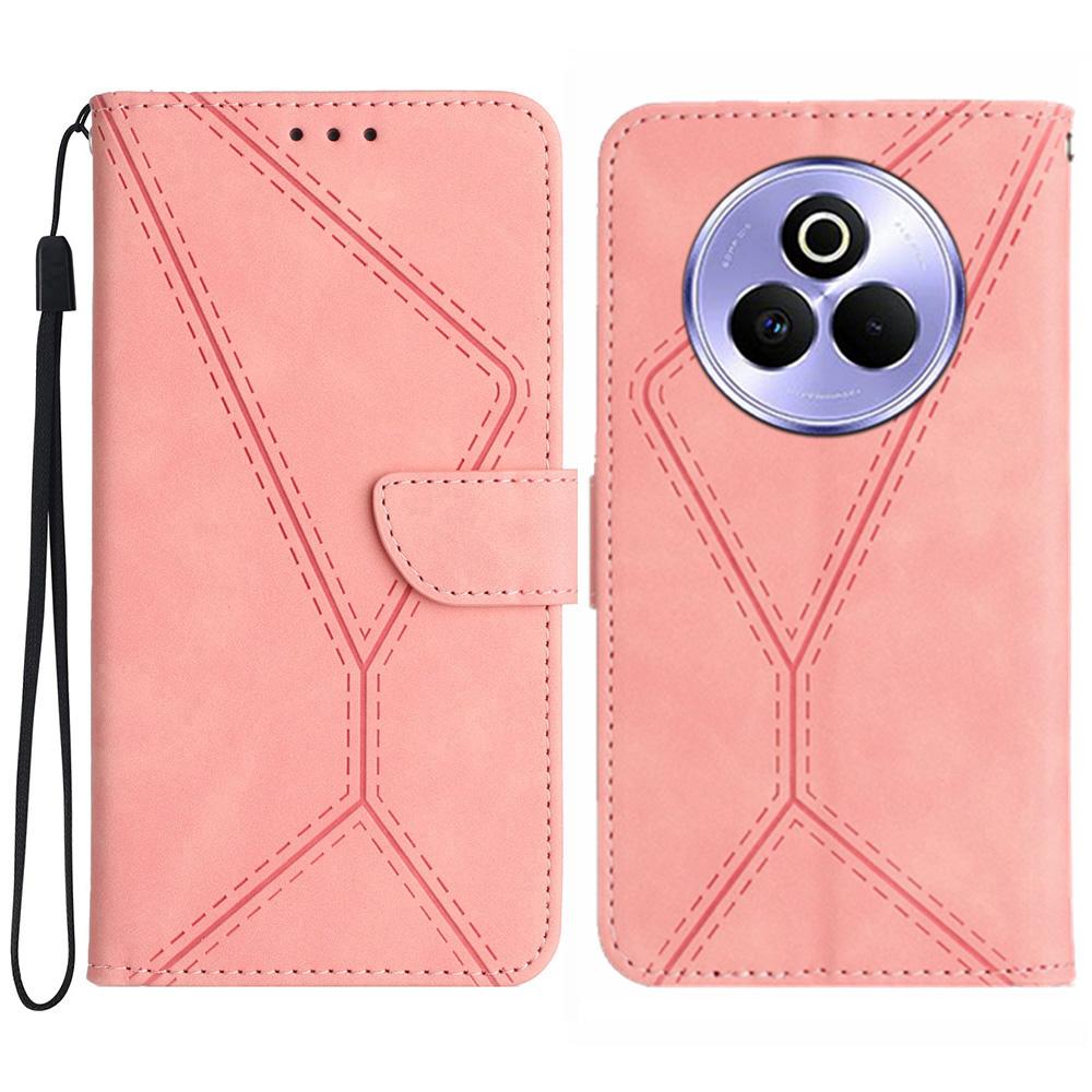 For Realme P3 Pro 5G Case Skin Touch Lines Imprinted PU Leather Flip Phone Cover