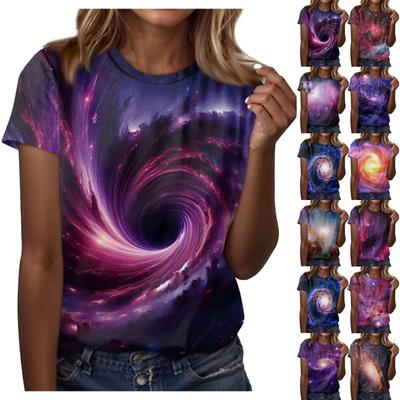 Женская повседневная свободная футболка с принтом, круглый вырез, пуловер, короткий рукав, топ