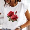 (Asian Size) Women Tee Top Lovely Flower Style Clothing Casual Printing Short Sleeve T Shirt Fashion Printed Lady Female Graphic T-shirts