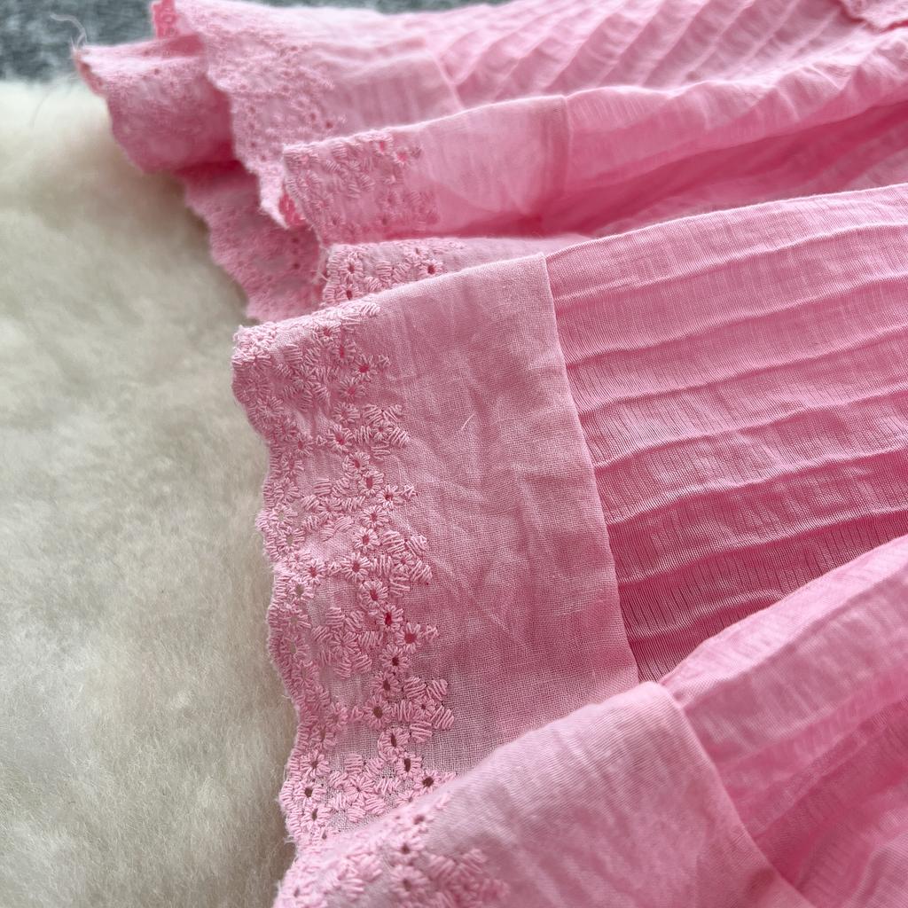 Летние женские розовые бретельки через шею с открытой спиной и вышивкой, длинные макси-платья Sweet Princess Chic