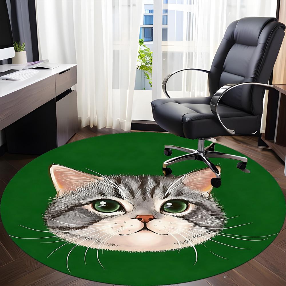 1PC Cat Whiskers Office Round Area Rug,  Mat Suitable ForOffice, Under Office Chairs Bedroom Living Room Home Decor, Room Deco