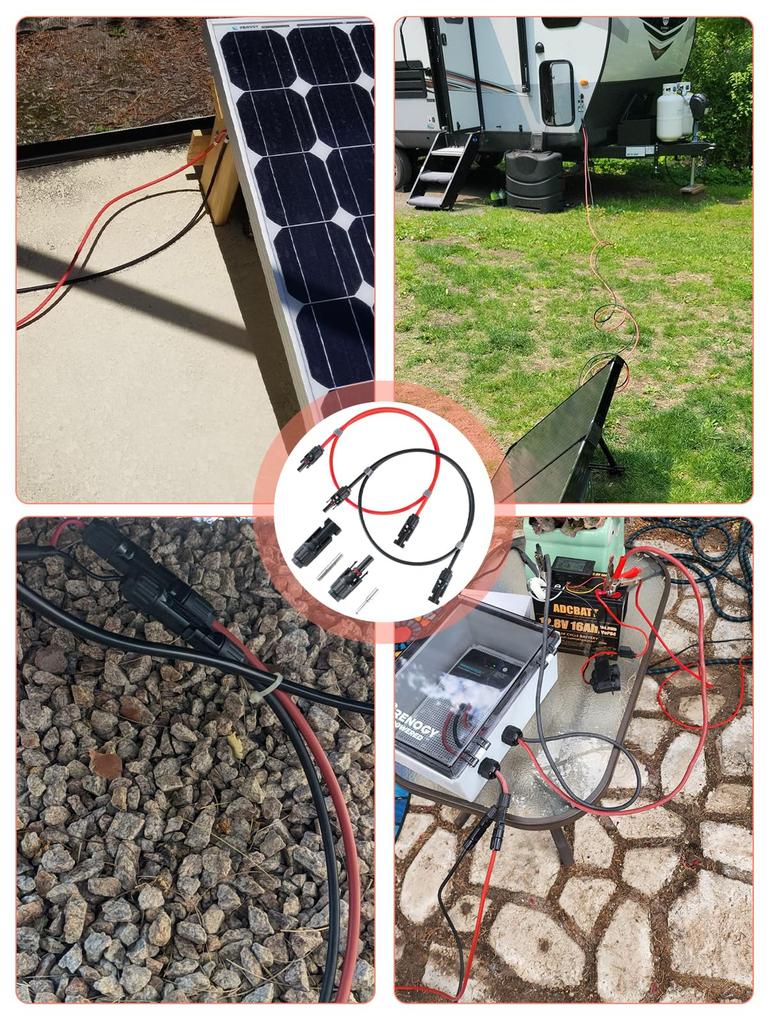 WBGADAM MC4 удлинительный кабель 10AWG 20M солнечный соединительный кабель MC4 кабель 6sq кабель солнечной панели один конец обработанный комплект из 2 шт.