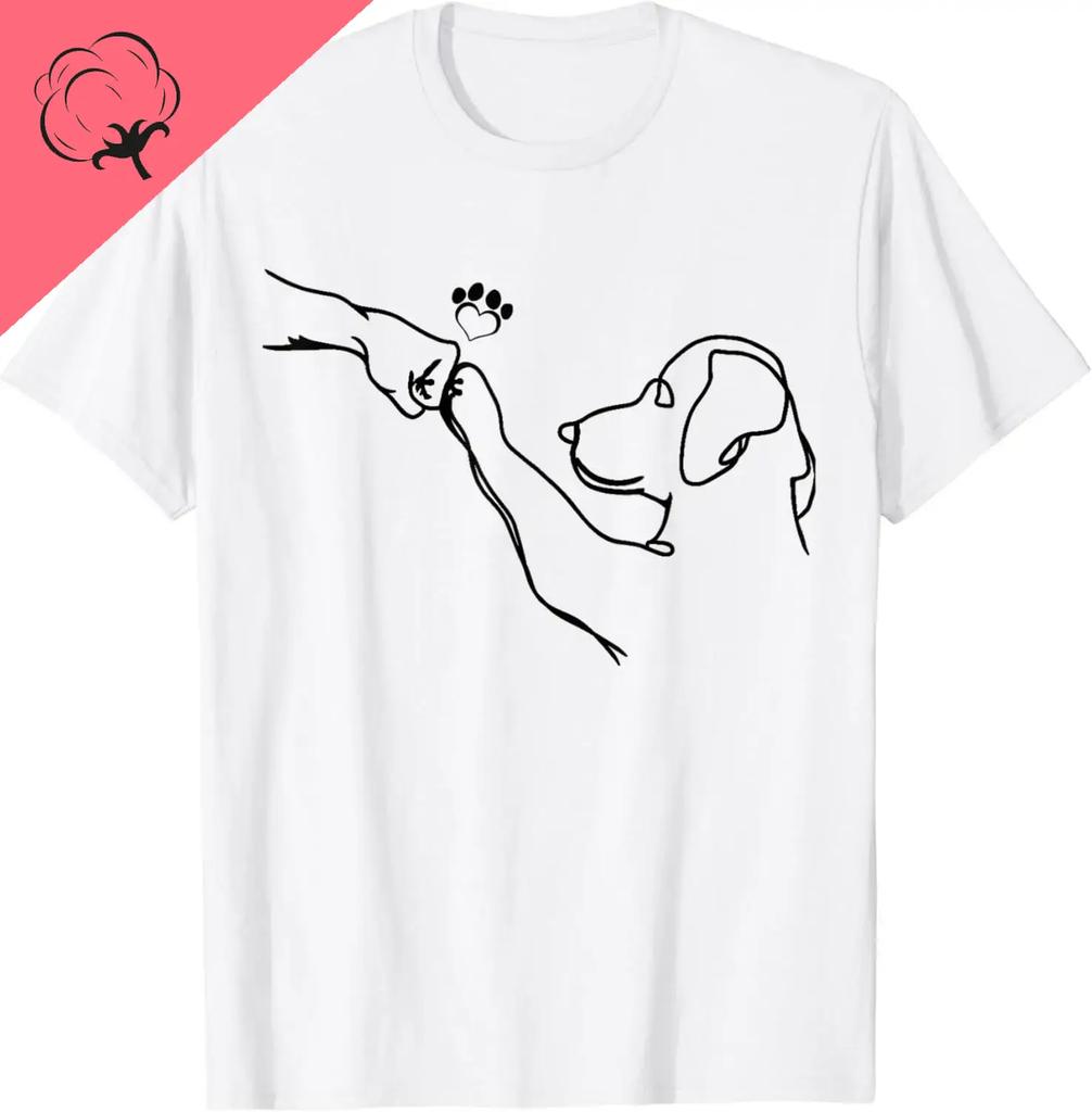 Dog and People Punch Hand Dog Man Friendship Bump Dog's Paw T-Shirt Men Women Clothing Pet Streetwear