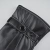 Winter Men's Classic Three-thread Leather Gloves, Super Soft Velvet Warm Touch Screen Gloves PU Elastic Band Buckle Gloves
