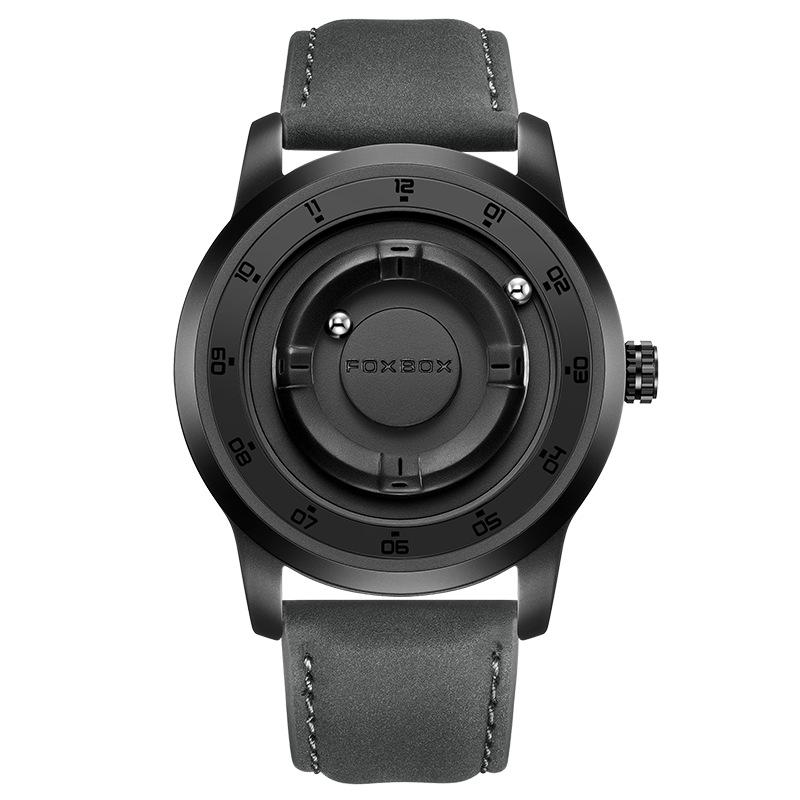 FOXBOX Magnetic Levitation Men's Watch Glassless Waterproof Black Tech Fashion Creative Wristwatch Black