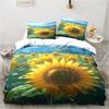 Набор постельного белья с 3D-принтом подсолнухов, трехпредметный комплект с цветочным узором, украшение для гостиной, спальни, дома, наволочка, пододеяльник, подарок