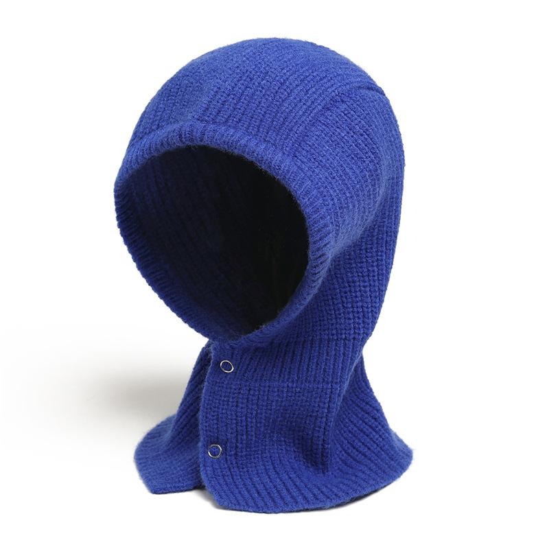 Зимняя шерстяная шапка и шарф с застежкой-молнией в одном однотонном цвете, универсальная вязаная шапка-балаклава и чехол для шарфа