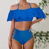 Плюс Размер Женская мода сексуальный круглый вырез часть бикини комплект облегающий пляжный купальники комплект из двух частей