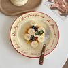 Retro French Letter Flat Plate Cafe Commercial Plate Ceramic Tableware Steak Inventory Heart Plate Beautiful Ornaments Dish