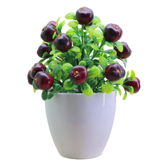 Искусственные растения в горшках, реалистичные поддельные мини-фрукты, дерево, центральный элемент для домашнего офиса, пластиковая горшечная зелень, бонсай, внутреннее и наружное украшение