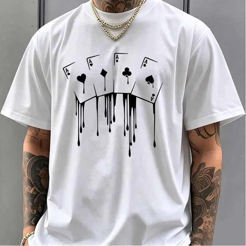 Playing Cards Graphic Print Tshirts For Unisex Summer Casual Fashion Harajuku Streetwear Tops Cotton Crew Neck Short Sleeve Tees