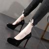 Spring and Autumn 12cm High Heels Thin Heels Waterproof Table Shoes Women's Patent Leather Women's Shoes 2024 New Spring and Autumn Single Shoes Wo