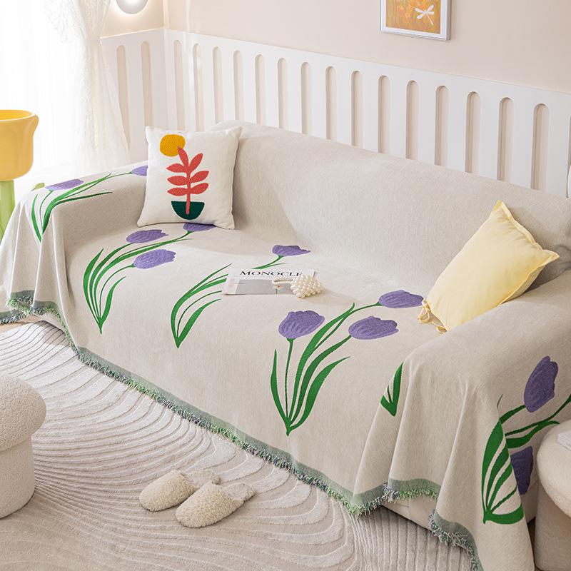 Полотенце для дивана-тюльпана, универсальное покрывало для дивана из синели с защитой от царапин, одеяло на четыре сезона, простой современный чехол для дивана, подушка