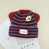 Cute cat paw striped knitted ear hat women's autumn and winter versatile face small wool hat pullover new