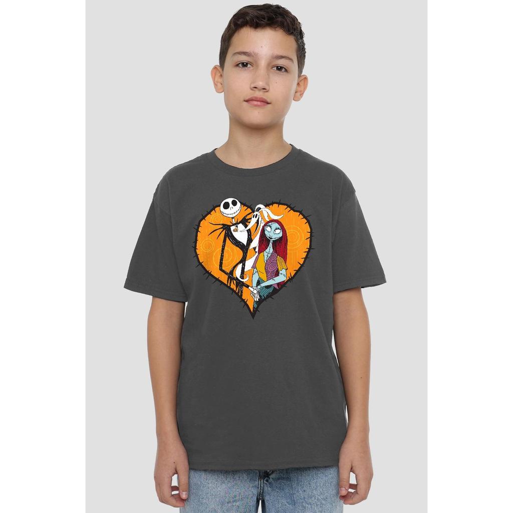 Детская/Подростковая футболка 'Кошмар перед Рождеством' с Джеком, Салли и сердцем