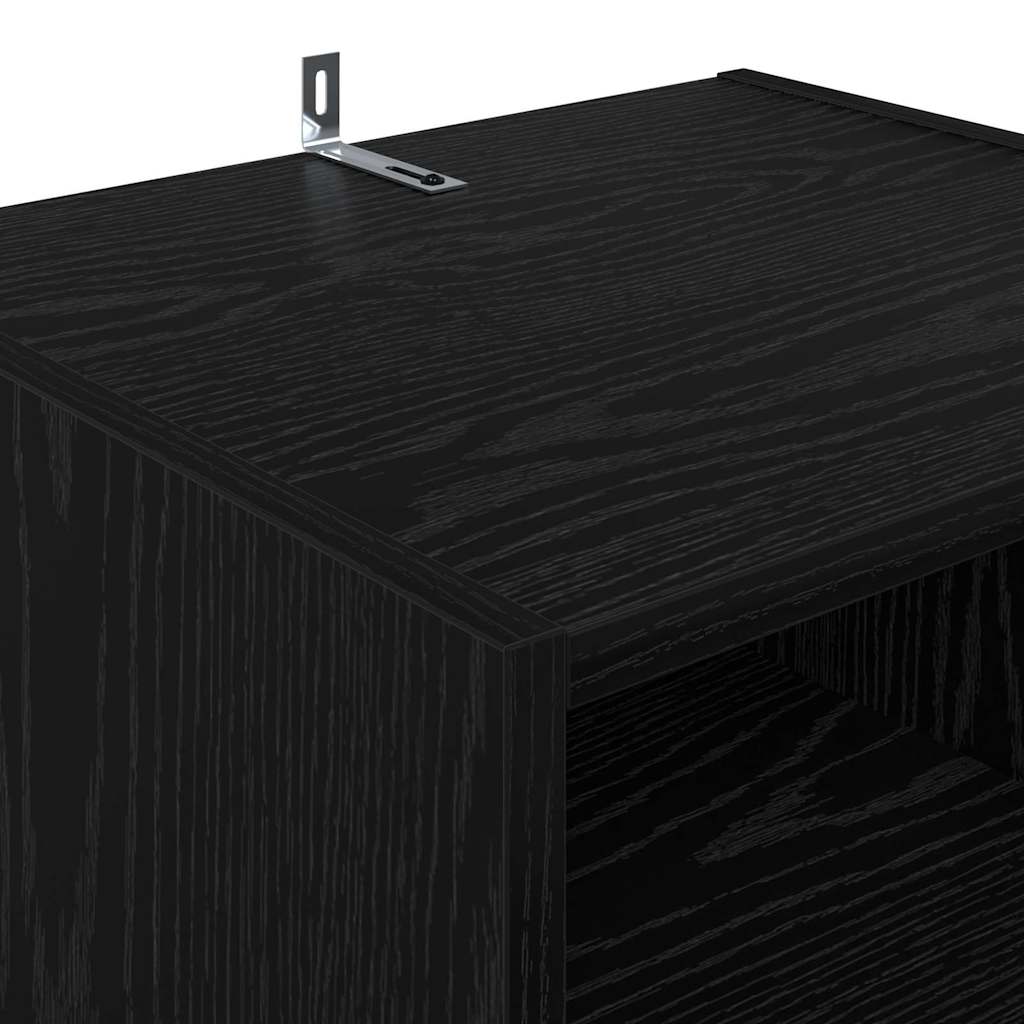 TV Stand Black Oak Effect 160 x 35 x 55 cm Particleboard
