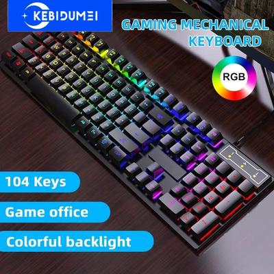 Проводная клавиатура 104 клавиши игровая клавиатура RGB подсветка светящаяся механическая клавиатура для настольного компьютера ПК
