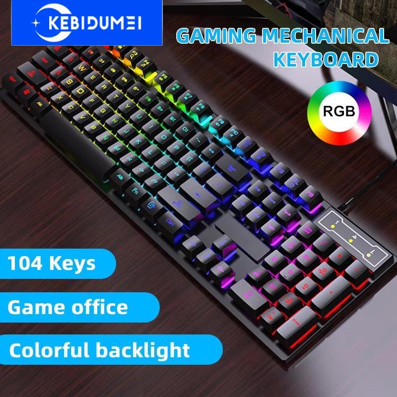 Wire Keyboard 104 Keys Gaming Keyboard RGB Backlit Luminous Mechanical Keyboard for Desktop Computer PC