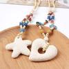 Adjustable Beaded Pendant Necklace Colorful Starfish Clavicle Chain  Daily Jewelry