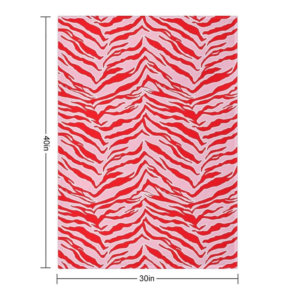Tiger Print - Red and Pink Throw Blanket Personalized Gift Cute Plaid on the sofa Decoratives Blankets