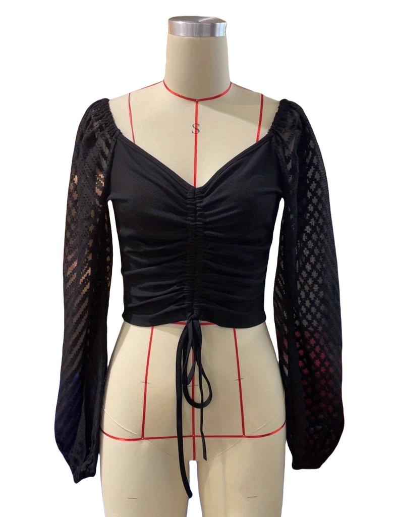 Новый Xun Sweetheart Neck нагрудный ремень Фонарь рукав открытый пупок Топ