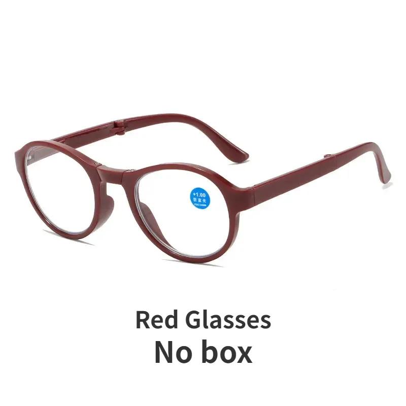 3 Colors Men Women Folding Reading Glasses Ultralight Presbyopia with Box Unisex Round Anti-blue Light Far Sight Eyeglasses