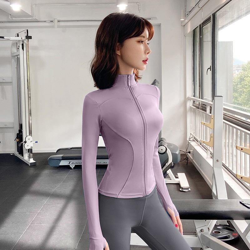 Spring Summer Slim Fit Crop Women Korean Wild Sports Fitness Long Sleeve Coat Women Y2K Streetwear Zipper Up T Shirt