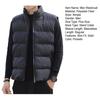 Men Waistcoat Stand Collar Sleeveless Slim Fit Vest Coat with Pockets Solid Color Zipper Closure Windproof Quilted Waistcoat