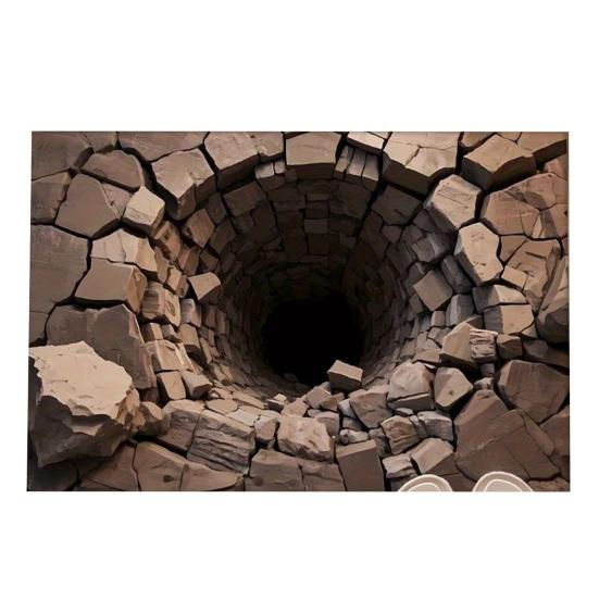 3D Оптическая Иллюзия Напольный Коврик Реалистичная Яма Придверный Коврик для Гостиной и Прихожей Нескользящий Мягкий Подходящий для Домашних Животных Ковер Интерактивный Ковер с Визуальным Эффектом