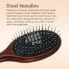 Natural Wooden Paddle Hair Brush with Metal Bristles Scalp Massage Air Cushion Comb for Detangling Hair Growth Hair Care Tool