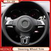ABS хромированная крышка рулевого колеса автомобиля, декоративная наклейка, накладка для Volkswagen VW GOLF 6 MK6 JETTA MK5 MK6 POLO Bora