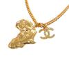 Used AUTHENTIC CHANEL CC Mark African continent motif Necklace Gold Metal Faux pearl