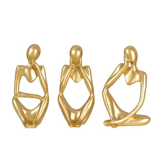 3 шт. абстрактная фигурка мыслителя, мини-статуэтка сидящего мыслителя из смолы, скульптура для гостиной, домашнего офиса, книжной полки, украшения для рабочего стола