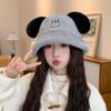 Puppy Ears Plush Fisherman Hat for Women Winter Korean Style Cute Student Versatile Face Showing Small Thickened Warm Basin Hat