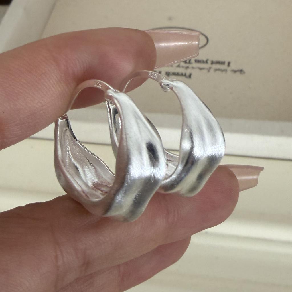 925 Sterling Silver Vintage Earrings For Women Trendy Simple Gold Heavy Earring Jewelry Prevent Allergy Party Accessories Gift