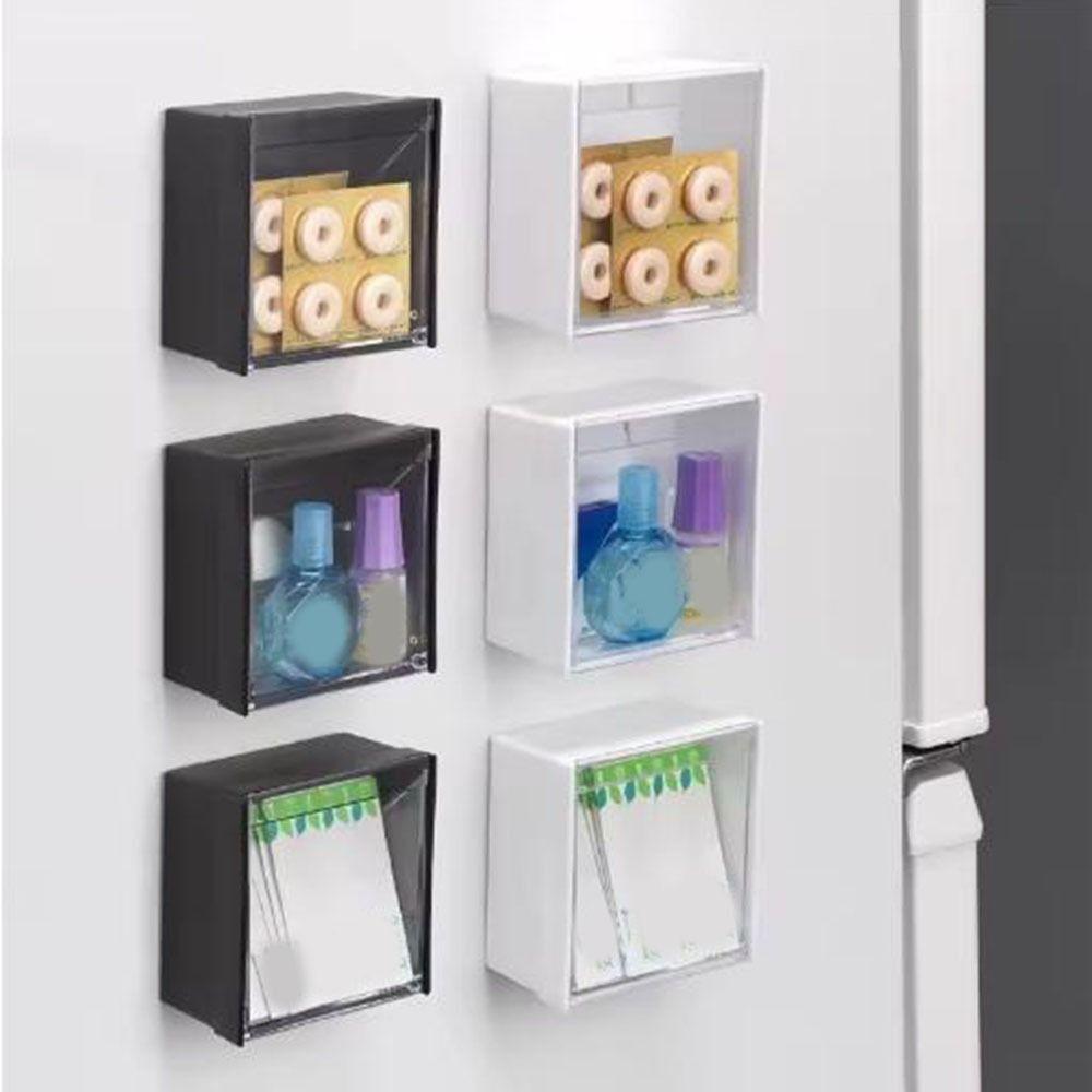 Plastic Magnetic Storage Box Space Saving Dustproof Mini Storage Box Square with Transparent Lid Wall Mounted Storage Boxes