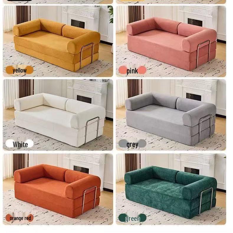 Foldable Sofa Bed with Removable Washable Cover, Dual-Purpose Living Room Furniture for Sleeping and Lounging, Teddy Straight-Row Design.