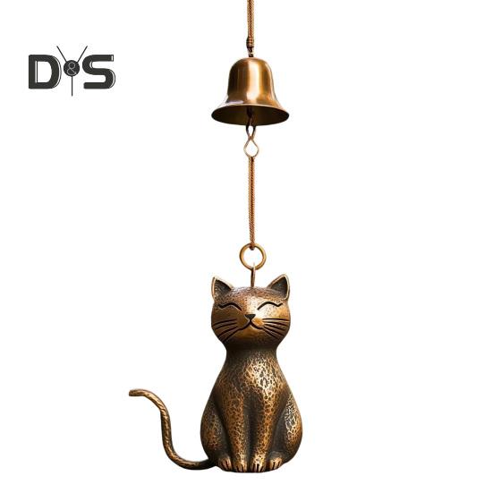 Кошачья подвеска в виде колокольчика, уличная подвеска в виде котенка, садовая металлическая статуэтка кошки, памятное украшение для украшения крыльца, подарок любителям кошек