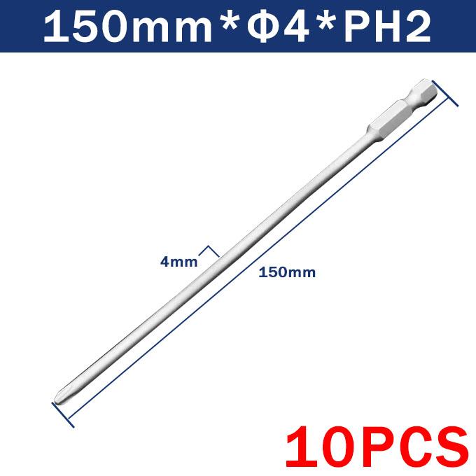 10 шт. крестовая отвертка с шестигранным хвостовиком 1/4'', головка Phillips, дрель 150 мм, гаечный ключ, магнитный инструмент для головок PH1 PH2 4,0 4,5 5,0 6,0