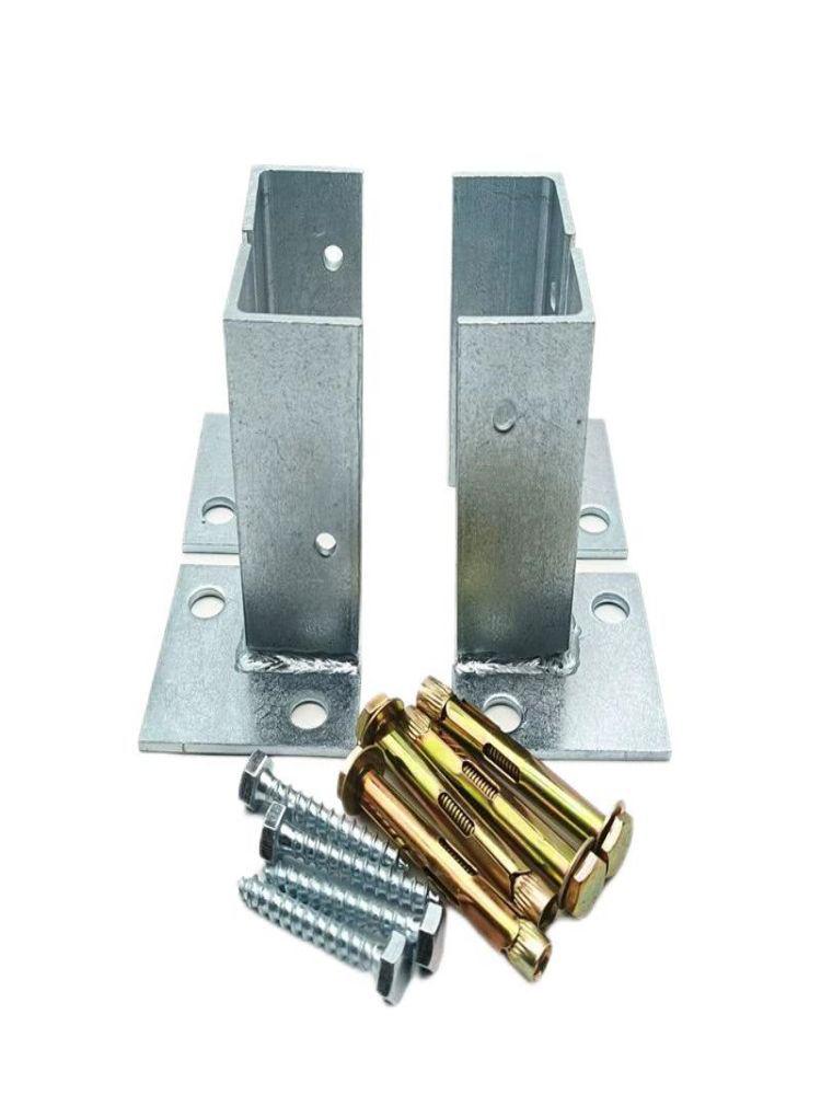 Adjustable Grape Trellis Corner Bracket Set for Cement Ground: Includes Iron & Wooden Vertical Posts for Fence Railing.