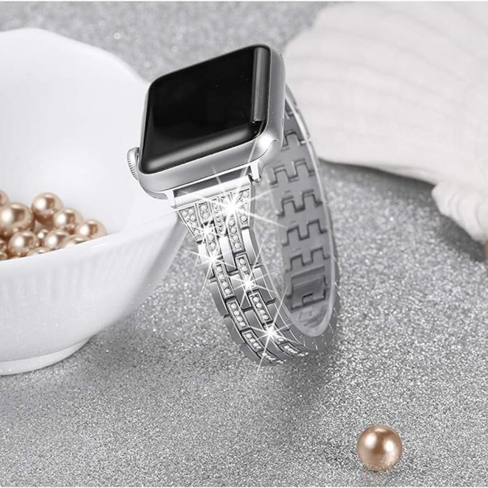 Ремешок из алмазного металла для Apple Watch Series 10 46 мм женский браслет iWatch 49 мм 45 мм 41 мм 40 мм 44 мм 42 мм 38 мм ремешок на запястье ремень 9 8 7 6 se 5 4