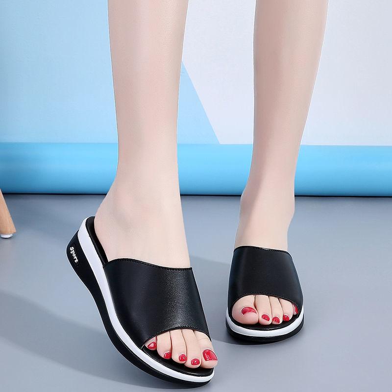 Женские летние модные сандалии для отдыха с рыбьим ртом, тапочки с толстой подошвой