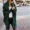 Autumn and Winter Bat Sleeve Large Size Long Knit Cardigan Sweater Women's Jacket