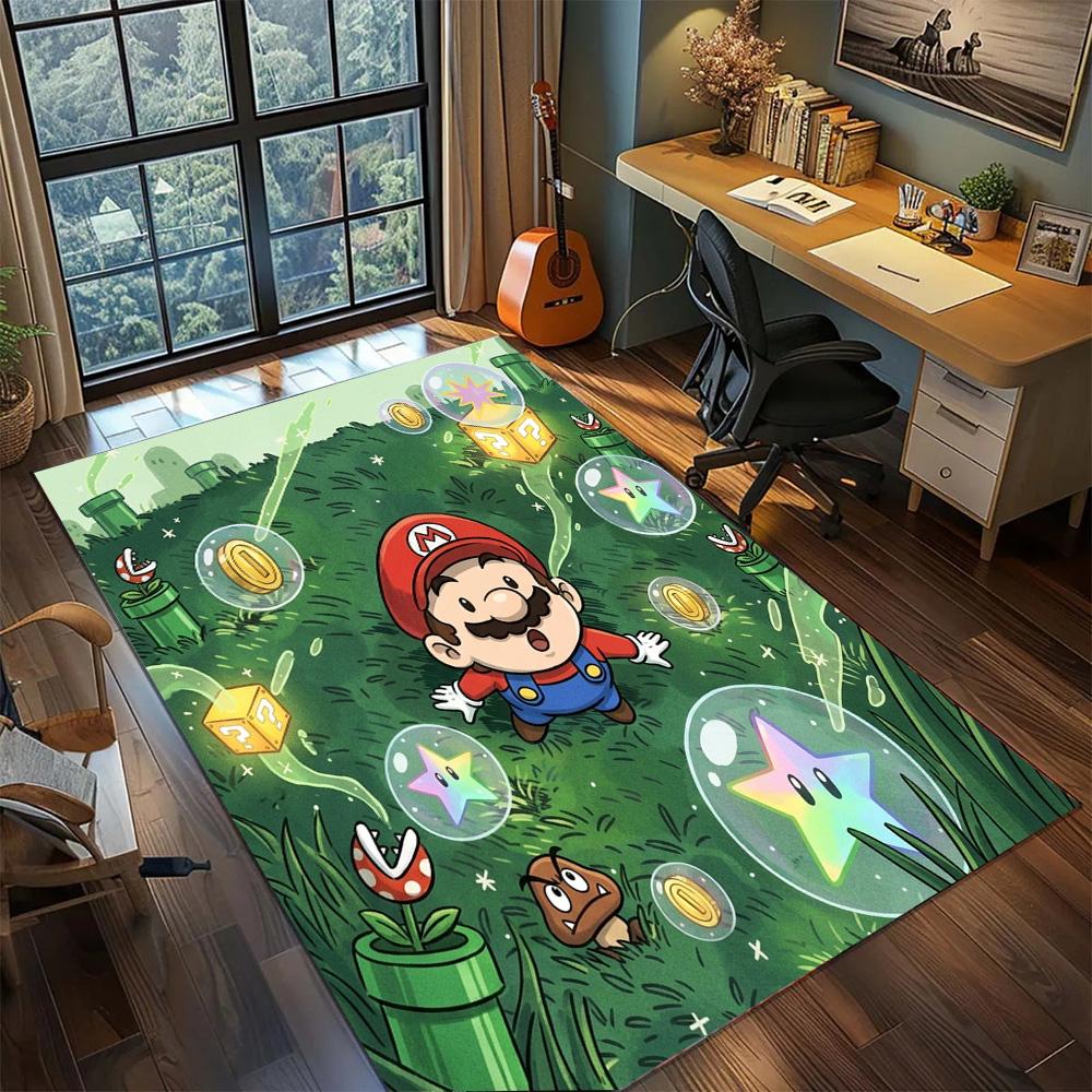Super Mario Large Area Decorative Rug Carpet Non Slip Washable Floor Mat Gamer Bedroom Home.-TING