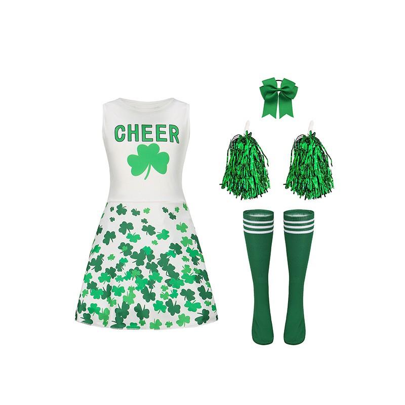 Independence Day Cheer Print Cheerleading Dress Set Performance Sport Kids Costume