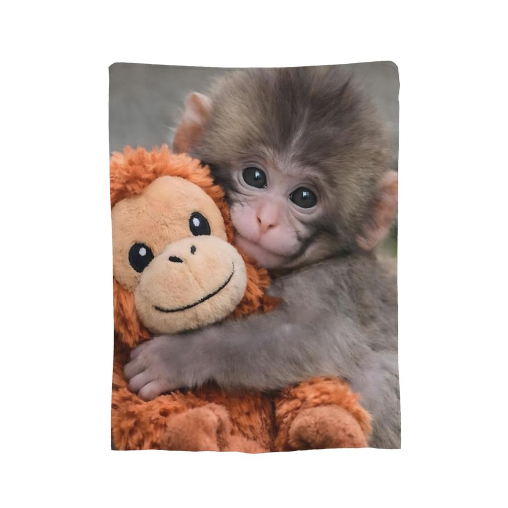 Baby Punch Monkey Lonely Blanket Fleece Print Multifunction Super Warm Throw Blankets for Home Couch Plush Thin Quilt
