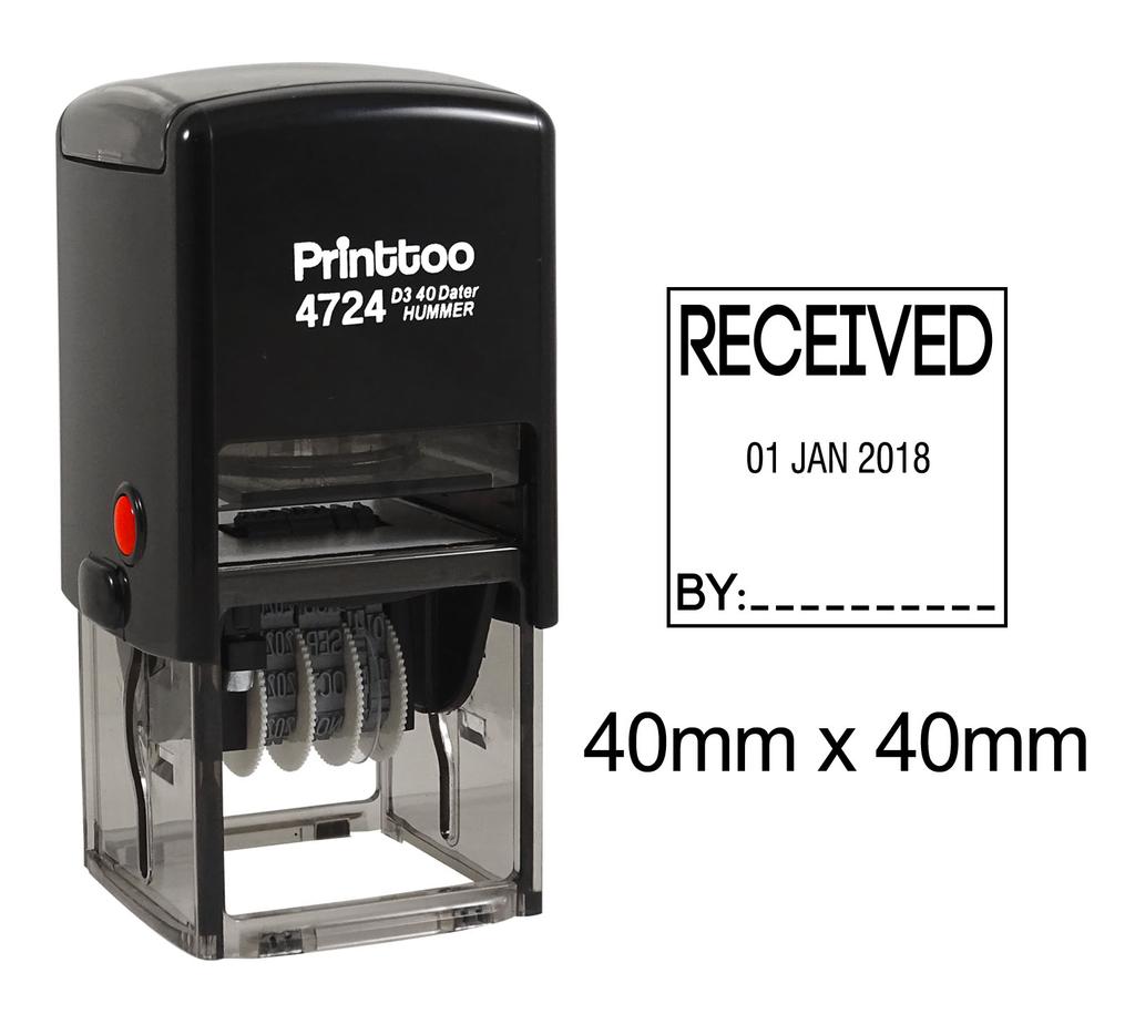 Printtoo Office Stationery Dater Stamp Self Inking With Received By Text Date Rubber
