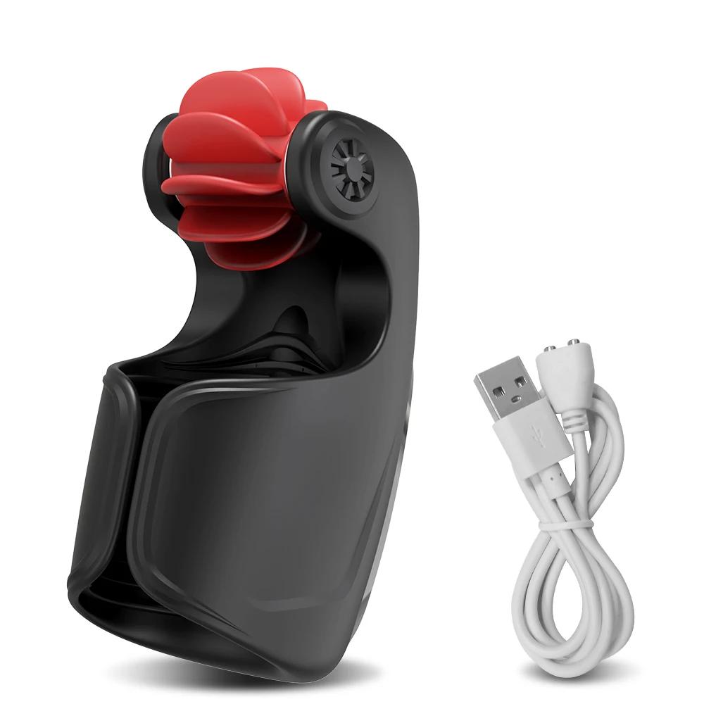 Licking Penis Glans Trainer Male Rotating Tapping Penis Vibrator Vibrating Lasting Delay Endurance Training Sex Toys for Men