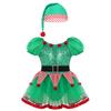 Kids Christmas Fairy Spirit Cosplay Costumes for Girls Dress Sequins Pompoms Adorned Mesh Tutu Dress with Hat