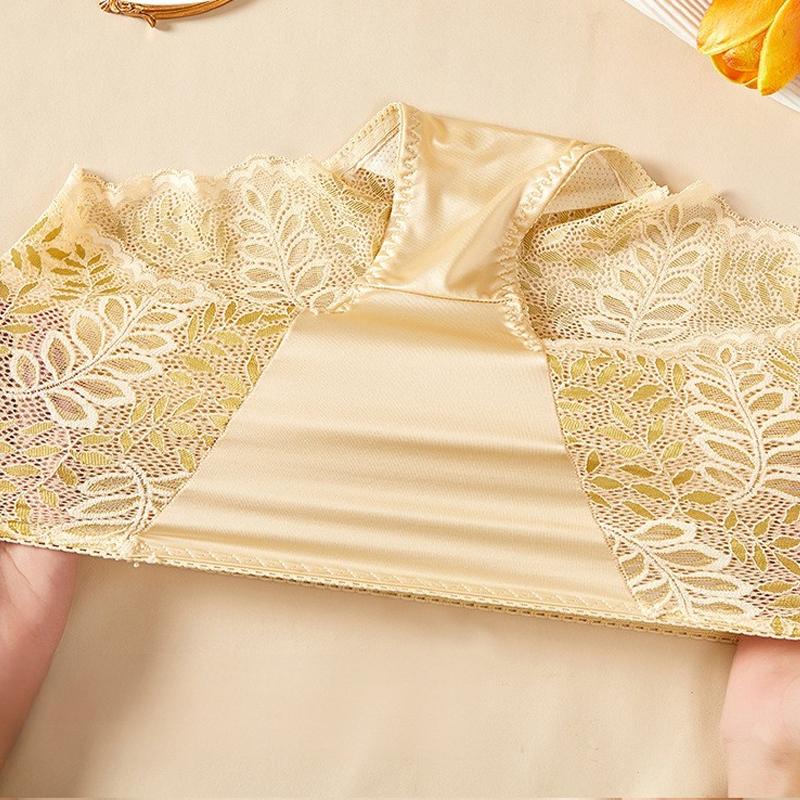 Плюс размер L-4XL Высокая талия Женские трусики Сексуальные кружевные полые трусики Нижнее белье Бесшовные женские трусы Ice Silk Splice Трусы